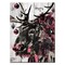 Crafted Creations Black and Pink Christmas Reindeer Rectangular Wall Art Decor 16" x 12"